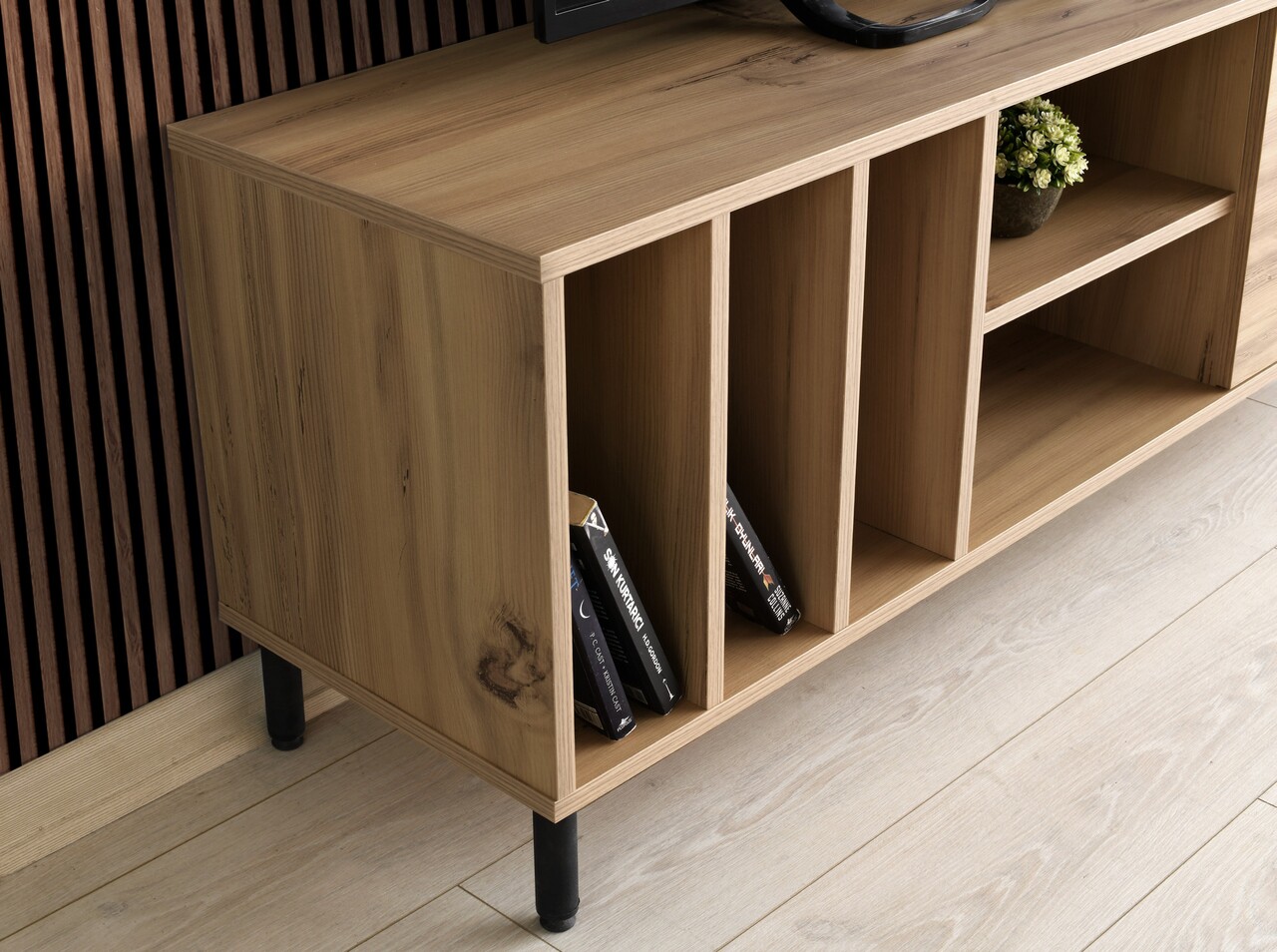 Comoda TV, Kalune Design, Bodegas, 140 X 55 X 40 Cm, Pal Melaminat, Stejar