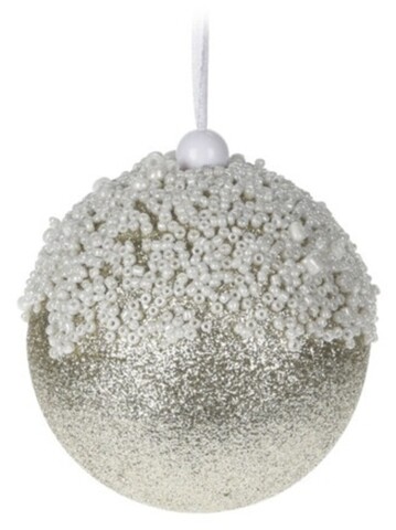 Glob Beads and glitter, Ø8 cm, polistiren, argintiu
