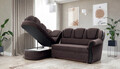 Coltar extensibil stanga 3 locuri ELTAP, L-003, Lord, 243x180x112 cm, lemn/poliester, maro inchis/negru
