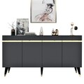 Consola, Olivia, Defne, 150x80x40 cm, PAL , Antracit / Aur