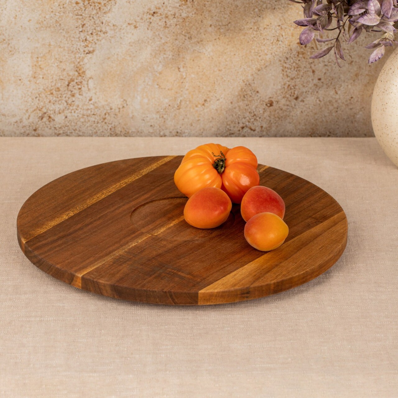 Platou servire si bol Fresca, Homla, 35x1.5 cm, lemn/ceramica, natur/negru - imagine 2