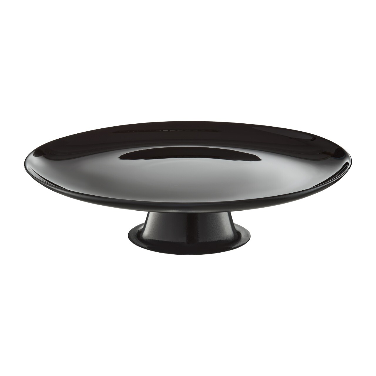 Platou cu picior pentru tort Lily, Ambition, 32 cm, sticla, negru