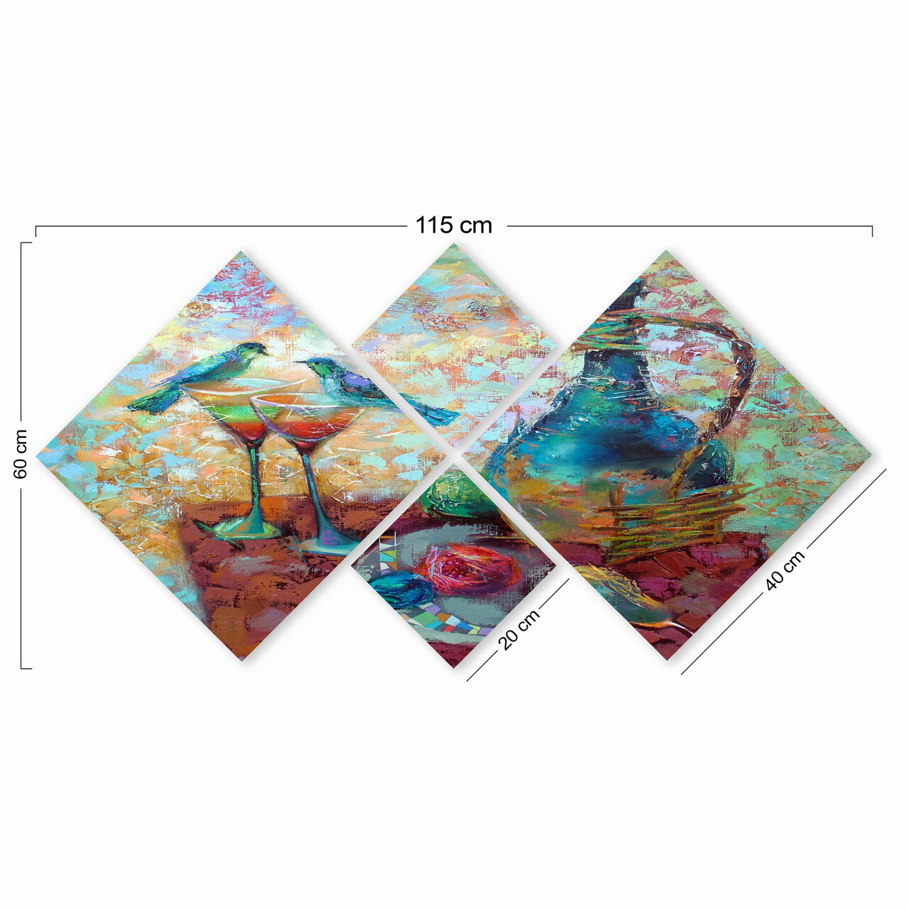 Set 4 tablouri decorative, 4MDF188401850, MDF, Imprimat UV, Multicolor - 2 | YEO