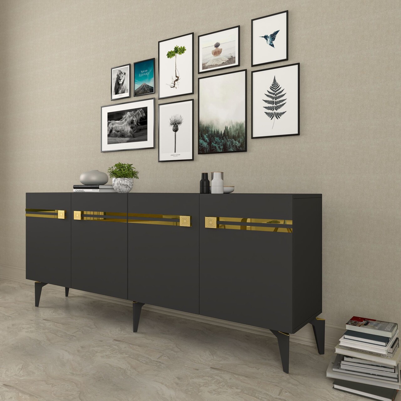 Consola, Olivia, Hayat KB150, Antracit / Aur - 1 | YEO