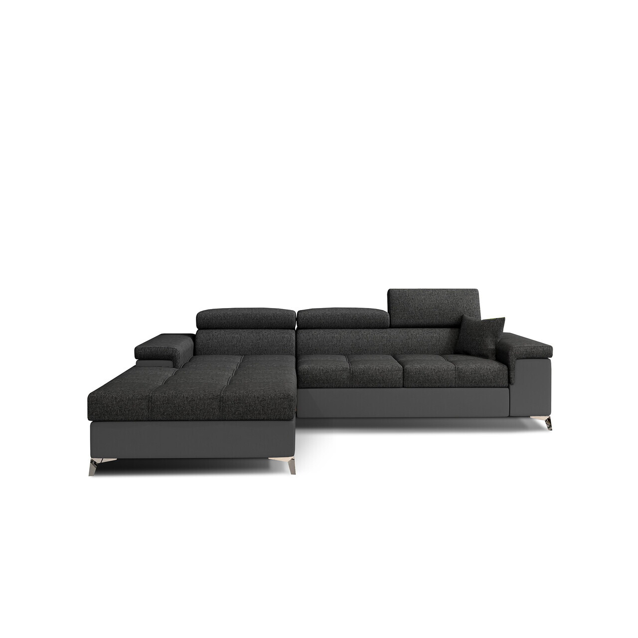 Coltar extensibil stanga 4 locuri ELTAP, Ric-07, Ricardo, 281x205x88 cm, lemn/poliester, gri inchis/gri - view 2