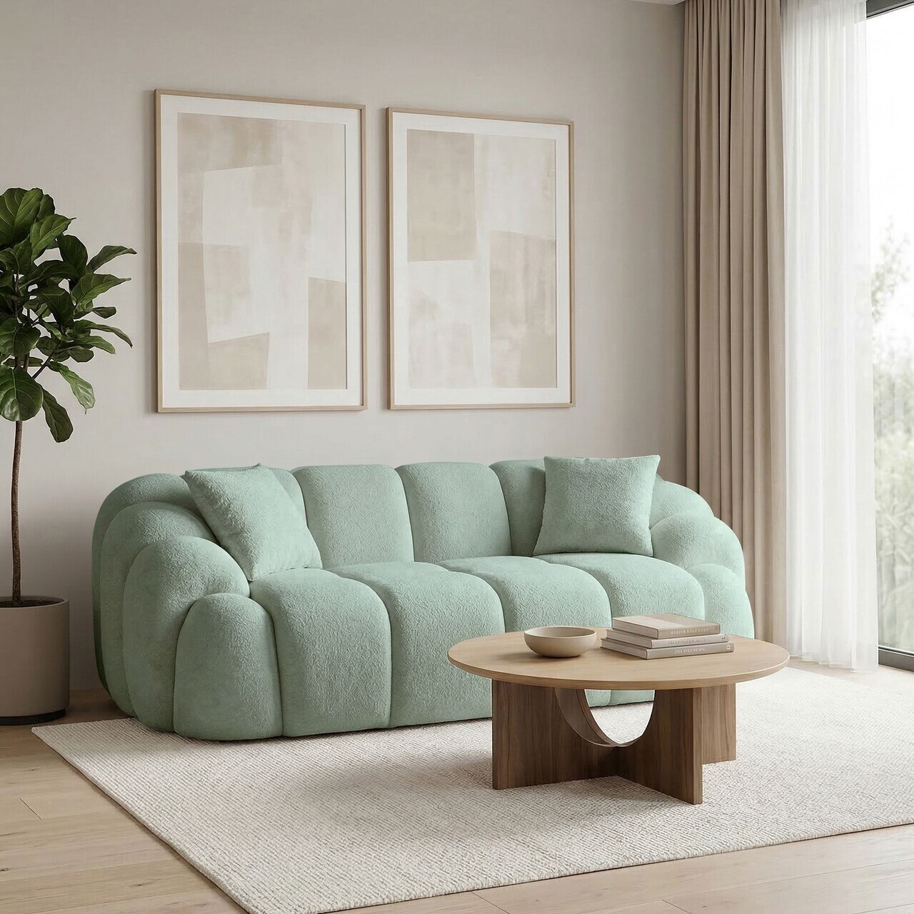 Canapea 2 locuri, Atelier del Sofa, 752EST2504, Lemn de carpen/PAL melaminat, Turcoaz