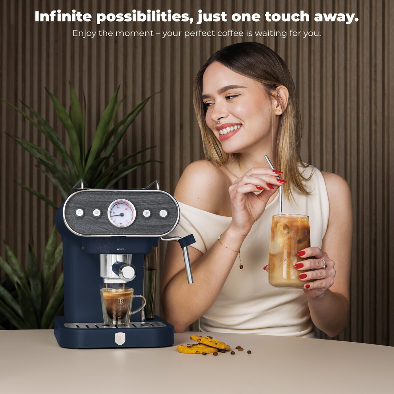 Espressor 3 in 1 Berlinger Haus, Deep Sea, 950W, 23x26.5x30.5 cm, inox, albastru mat/natur - view 10