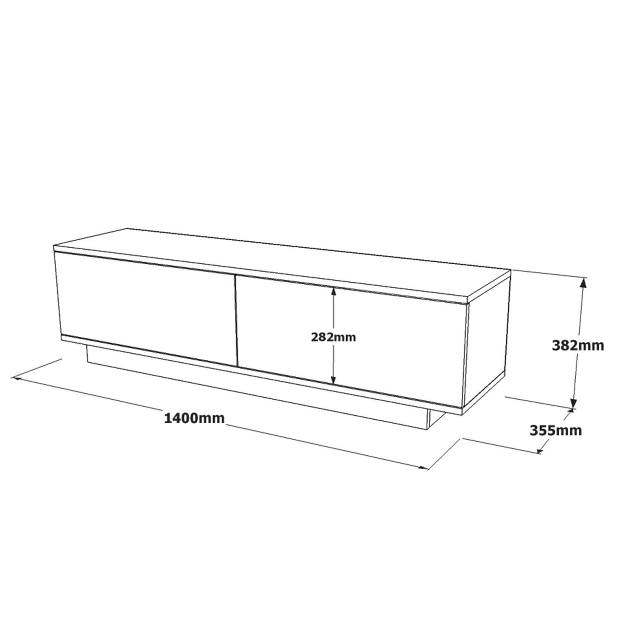 Comoda TV, Locelso, FN1, 140x38.2x35.5 cm, Negru