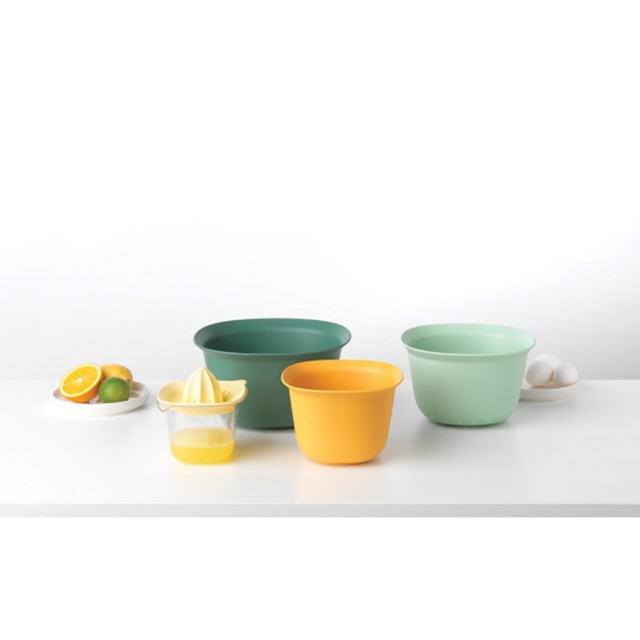 Set pentru mixat 4 piese, boluri, sita, storcator citrice, Brabantia, Tasty+, 0.5 L-1.5 L-2.4 L-3.2 L, plastic, multicolor - 1 | YEO