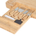 Platou pentru servire cu boluri si cutite Rumi, Homla, 33x33 cm, lemn/inox, bej/alb