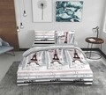 Lenjerie de pat dubla, Vintage Paris, 4 piese, 200x220, 100% bumbac, multicolor