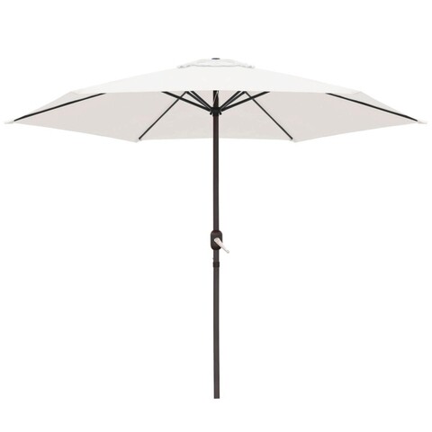 Umbrela de gradina / terasa Monty, Ø 270 cm, Ø38 mm, cu manivela, sistem antivant, aluminiu, alb