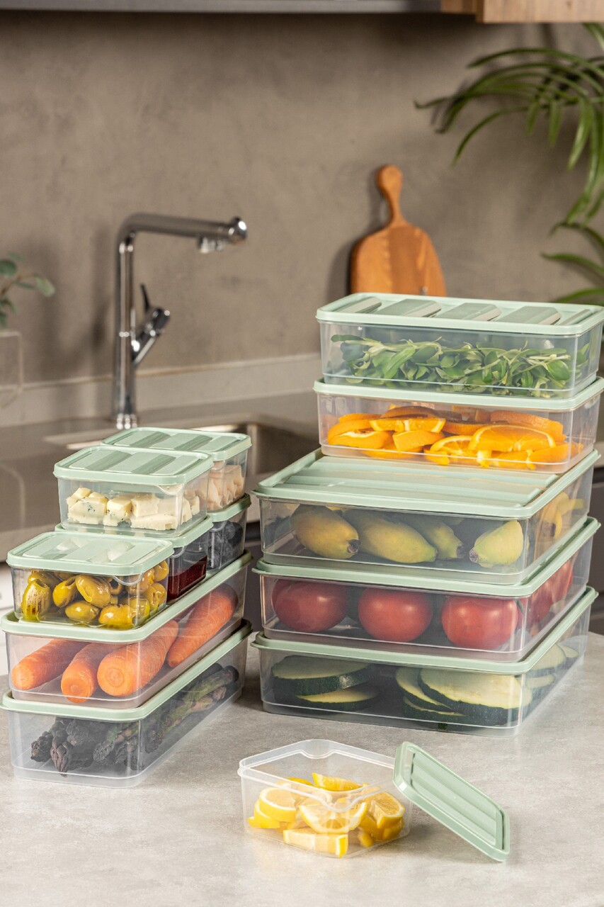 Set recipiente depozitare, Hermia, 964FRM5724, Dimensiune: 23 x 15 x 7 cm / 1750 ml (2 bucăți), Verde menta - imagine 3