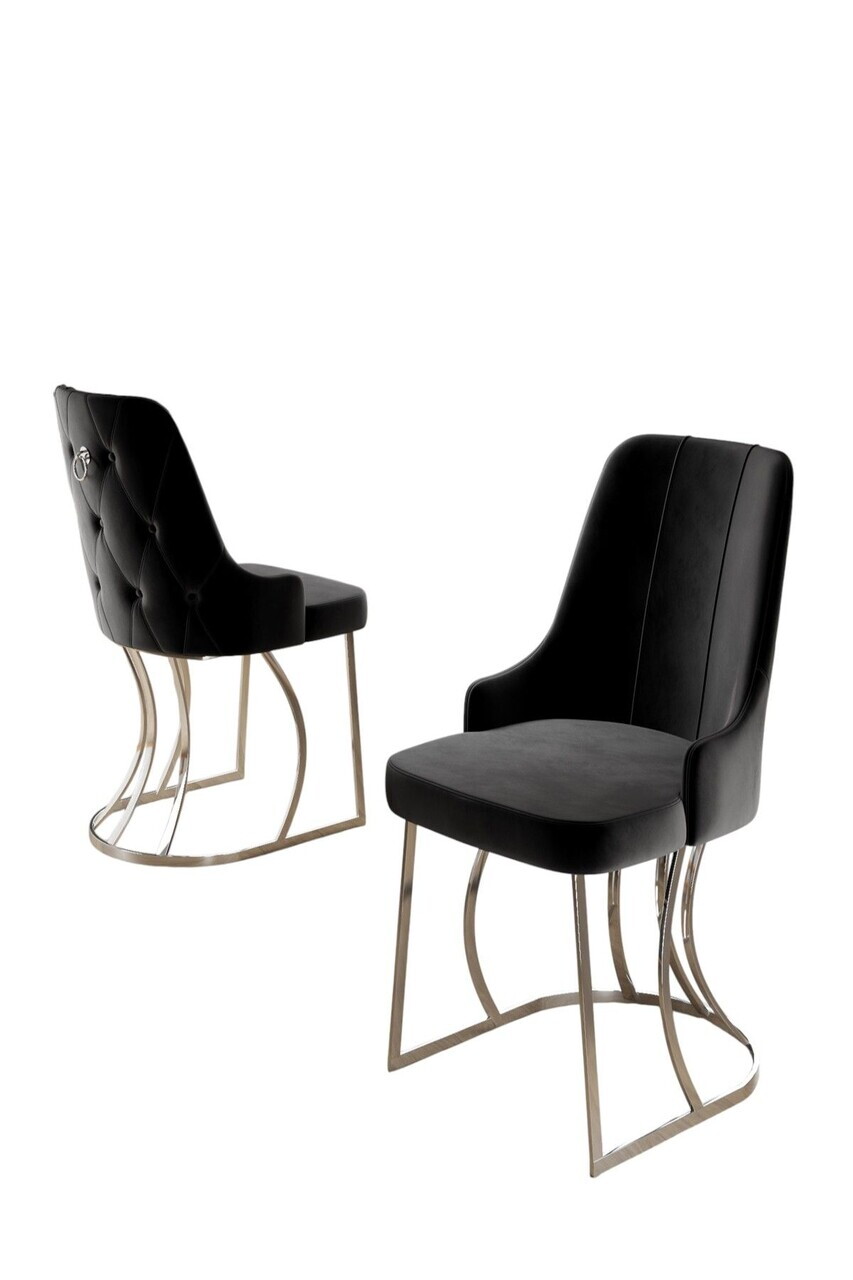 Set scaune 2 piese, Hanah Home, Puva, Negru / Crom — imaginea 2
