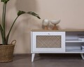 Comoda TV, Wolina, Goose, 55x180x41 cm, Corp: 100% MDF, Alb / Stejar
