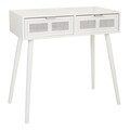 Consola cu 2 sertare Creaciones Meng, 82x42x79 cm, MDF/bambus, alb/argintiu