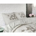 Lenjerie de pat pentru doua persoane Stars and Stars Taupe, Sleeptime,  amestec bumbac