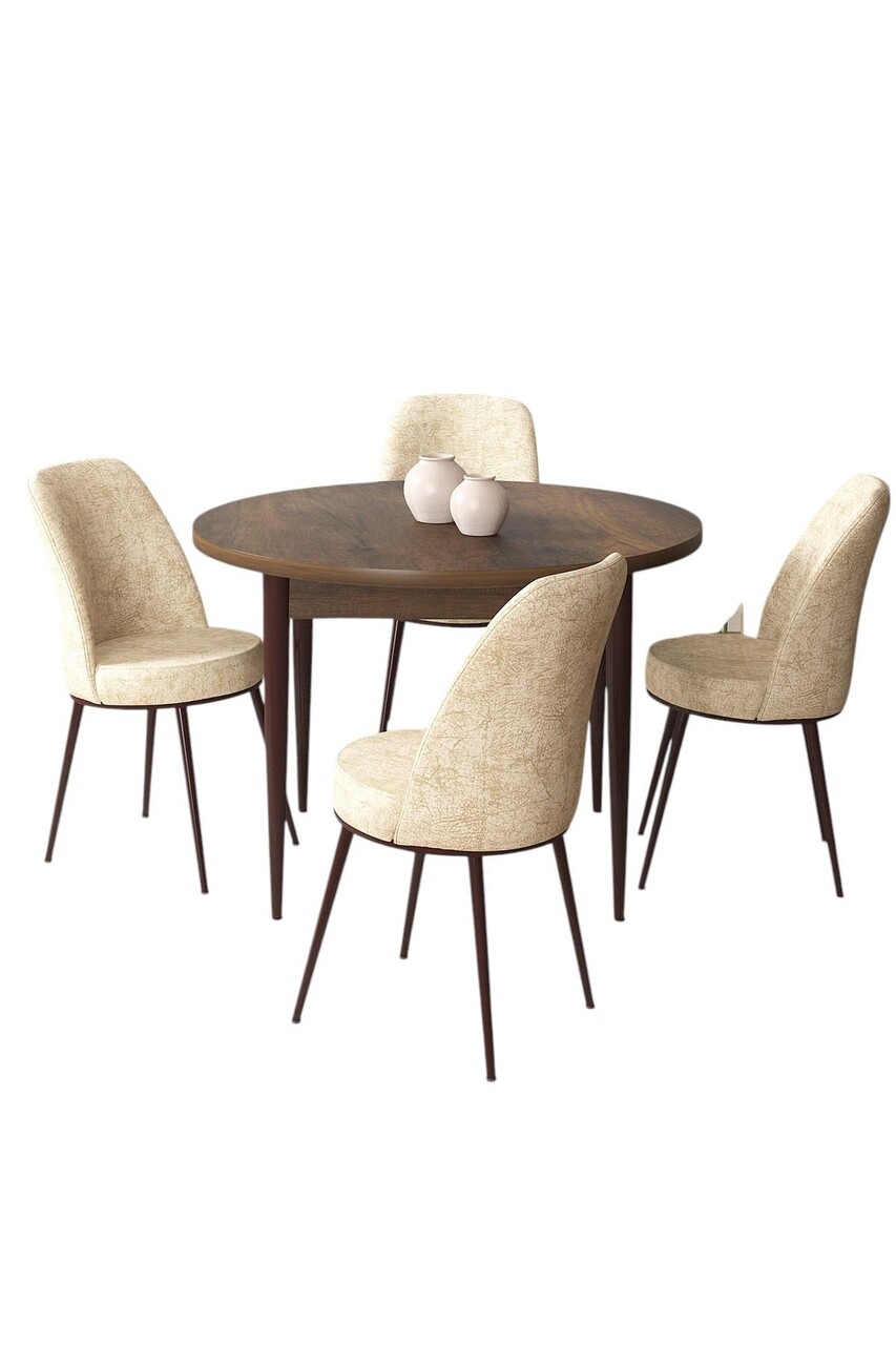 Set masă și scaune (5 bucăți), Hanah Home, Tor, Baroc / Crem - imagine 2