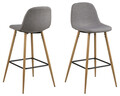 Scaun de bar Wilma, Actona, 46.6x51x101 cm, poliester/otel, gri deschis/natural