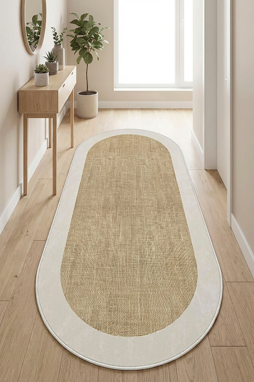 Covor, CLR-7024-OVAL-BEYAZ-1011, 160x300 cm, Poliester, Bej — imaginea 3