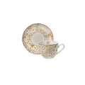 Set 2 cesti cu farfurie pentru cafea, Excalibur v2, Brandani, D11x5 cm, 50 ml, portelan New Bone China