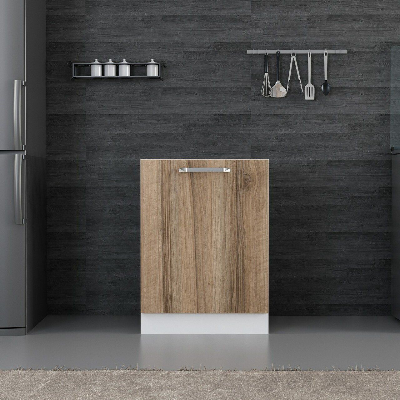 Dulap pentru bucatarie, Hanah Home, Minar, 60x87x58 cm, Alb / Dore
