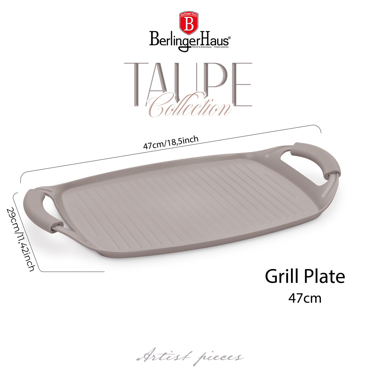 Tava grill Berlinger Haus, Taupe, 47x29 cm, aluminiu forjat, taupe mat - imagine 11