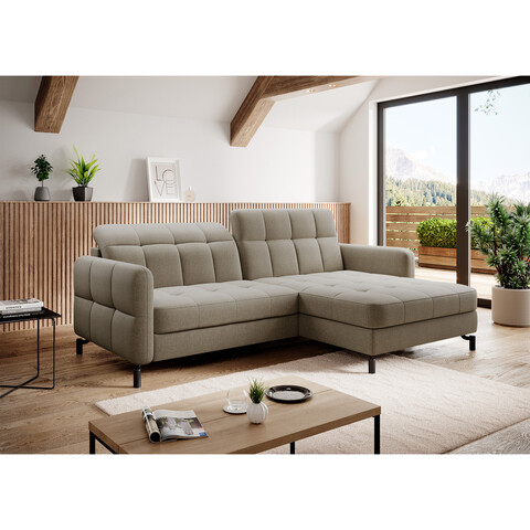 Coltar extensibil stanga 3 locuri ELTAP, Lore-148, Lorelle, 225x160x105 cm, lemn/poliester, bej inchis