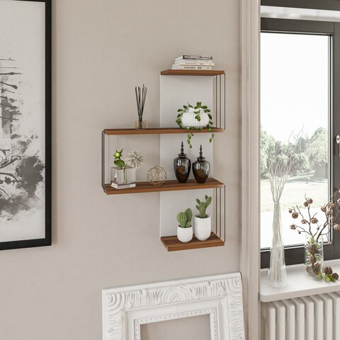 Raft de perete, Kalune Design, Cambel, 64x96x19 cm, PAL, Maro