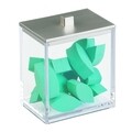 Suport pentru betisoare de urechi si dischete demachiante, Clarity, iDesign, 9x6.5x11 cm, transparent