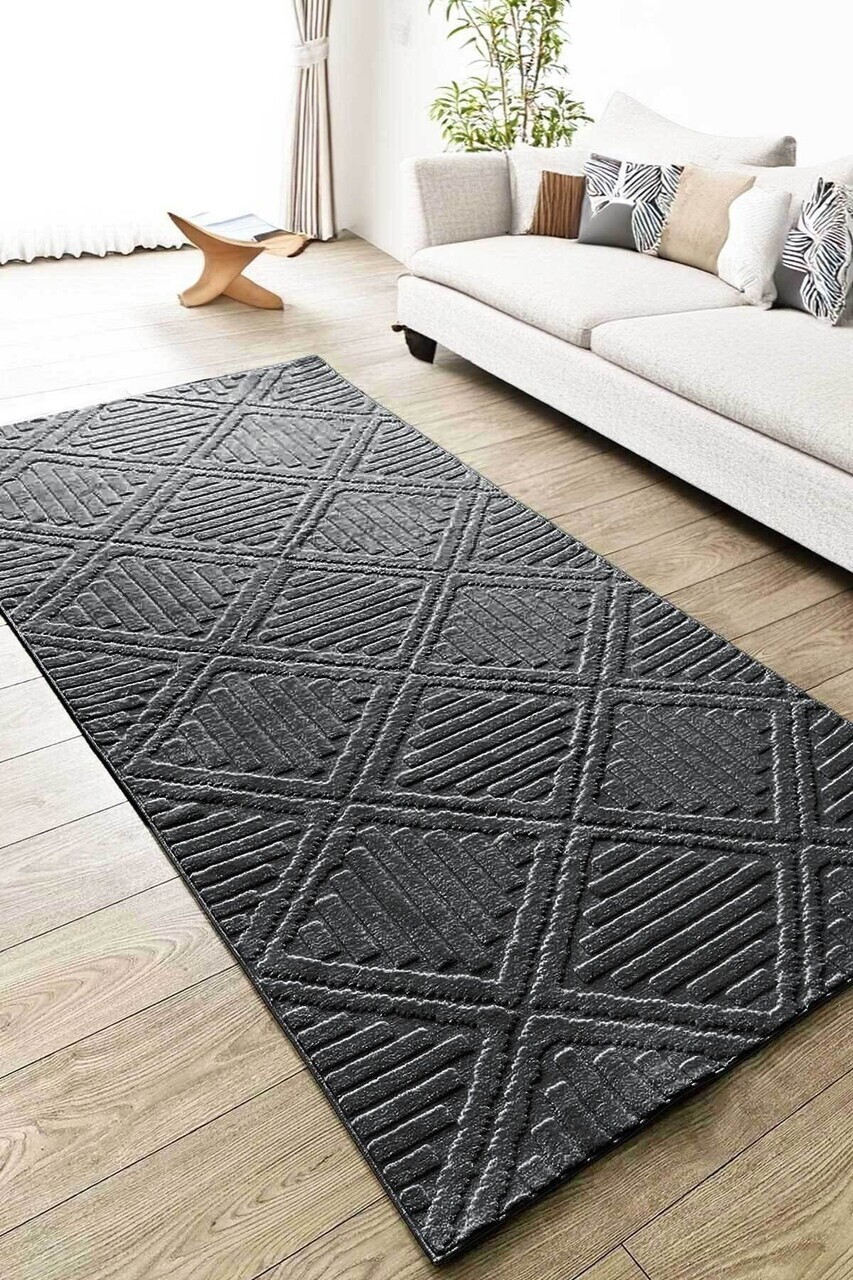 Covor, CLR-HİLDA-ANTRASİT-67, 120x300 cm, Poliester, Antracit — imaginea 2