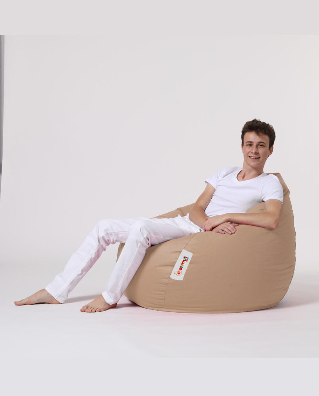 Fotoliu Puf, Bean Bag, Ferndale Premium XXL, 115 X 130 Cm, Poliester Impermeabil, Bej Nurca