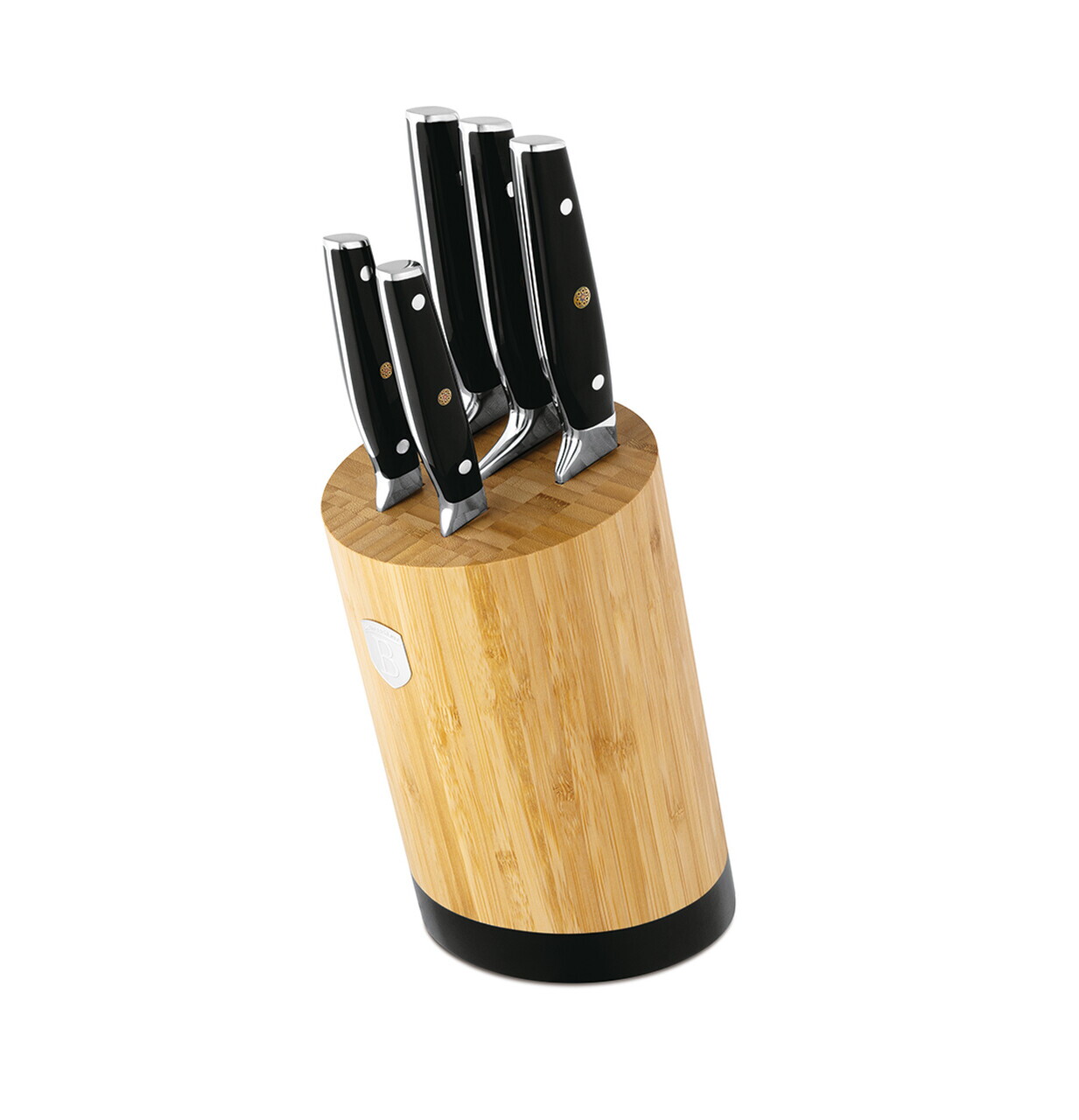 Set 5 cutite cu suport Berlinger Haus, Matte Black, inox/bambus, negru/natur - imagine 13