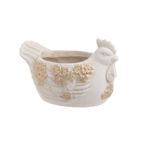 Ghiveci InArt Hen Antique Gold, 21 x 14 x 13 cm, ciment