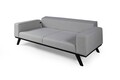 Canapea extensibila 3 locuri, Artie, 560ARE2916, Lemn de fag / PAL, Gri deschis