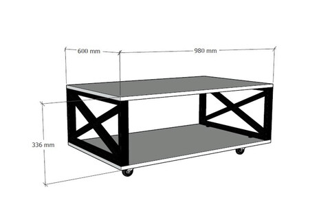 Masuta de cafea, Puqa Design, Berk, 98x33.6x60 cm, PAL, Alb/Negru