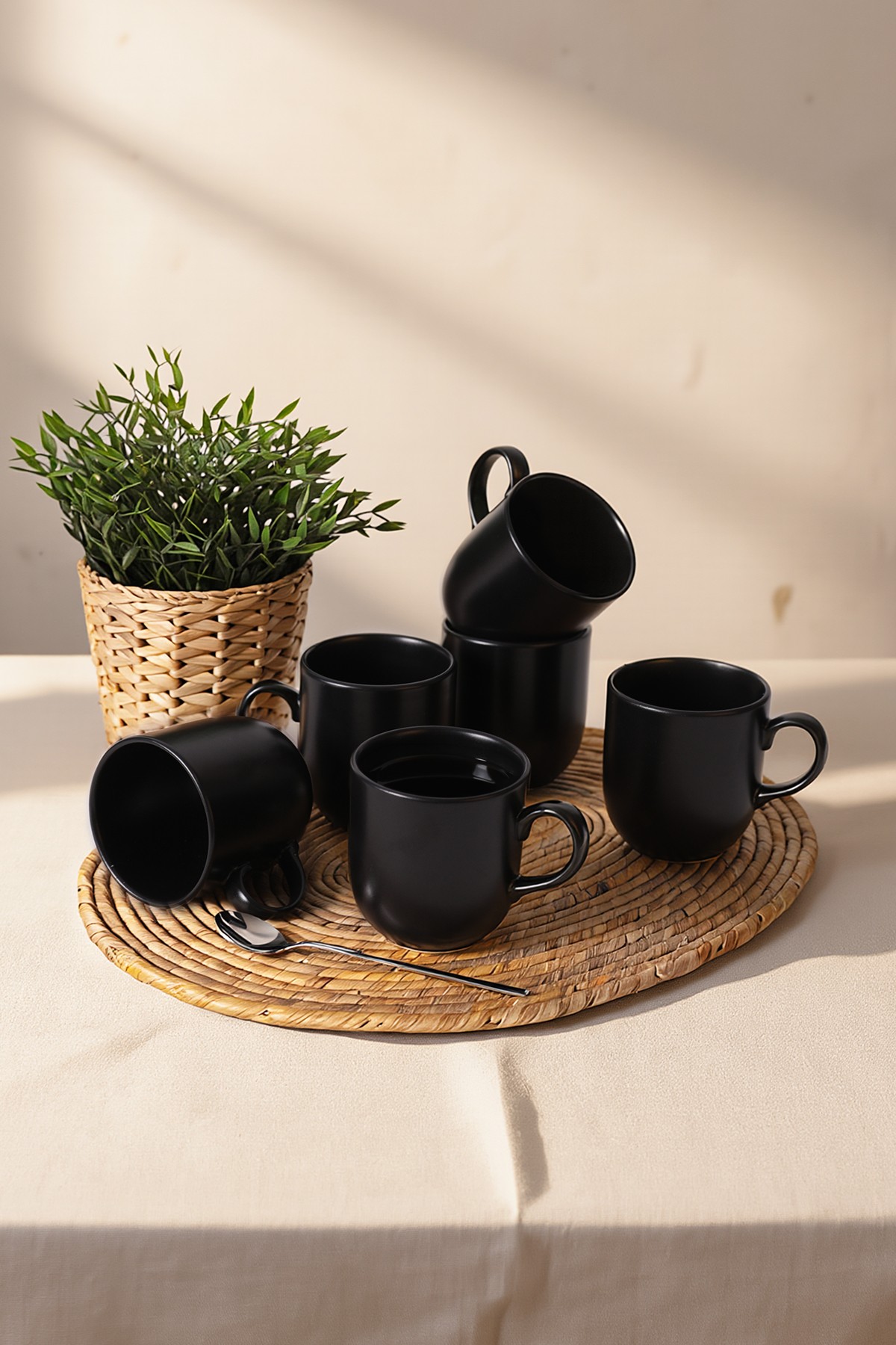Set cani, Hermia, 275KRM2631, Dimensiune: 10 cm / 420 ml (6 bucăți), Negru mat