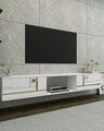 Comoda TV, Olivia, Aredam, Alb/Auriu