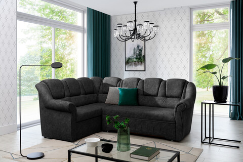 Coltar extensibil stanga 3 locuri ELTAP, LII-097, Lord II, 243x195x112 cm, lemn/poliester, gri inchis
