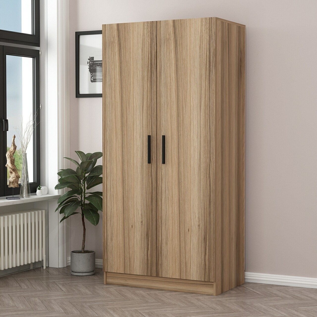 Dulap pentru haine, Minerva, Kale Oak, 90x190x52 cm, PAL, Stejar - 1 | YEO