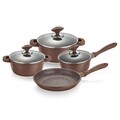Set de gatit 7 piese Muhler, MR-7049, aluminiu turnat/invelis din marmura, chocolate