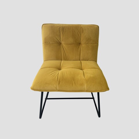 Fotoliu Nelox, Homla, 69x63x73 cm, MDF/metal/catifea, mustar
