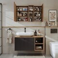 Set Dulap de Baie cu Chiuvetă și Oglindă (2 Piese), Hanah Home, 2518, MDF, Pin Atlantic / Antracit