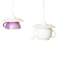 Lustra Tea time, Deco Republic, E27, 1x60W, ceramica, ceainic + ceasca, alb/mov