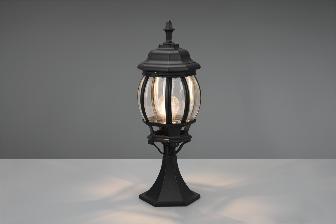 Lampadar de exterior Elvo, TRIO, 17x15.5x49 cm, 60W, 1x E27, aluminiu, negru mat