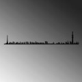 Decoratiune de perete, Tokyo Skyline, Metal, Dimensiune: 120 x 21 cm, Negru
