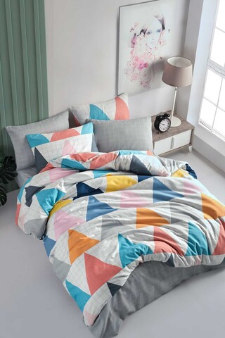 Lenjerie de pat pentru o persoana, 2 piese, 140x200 cm, 100% bumbac ranforce, hcw, mont blanc, gri