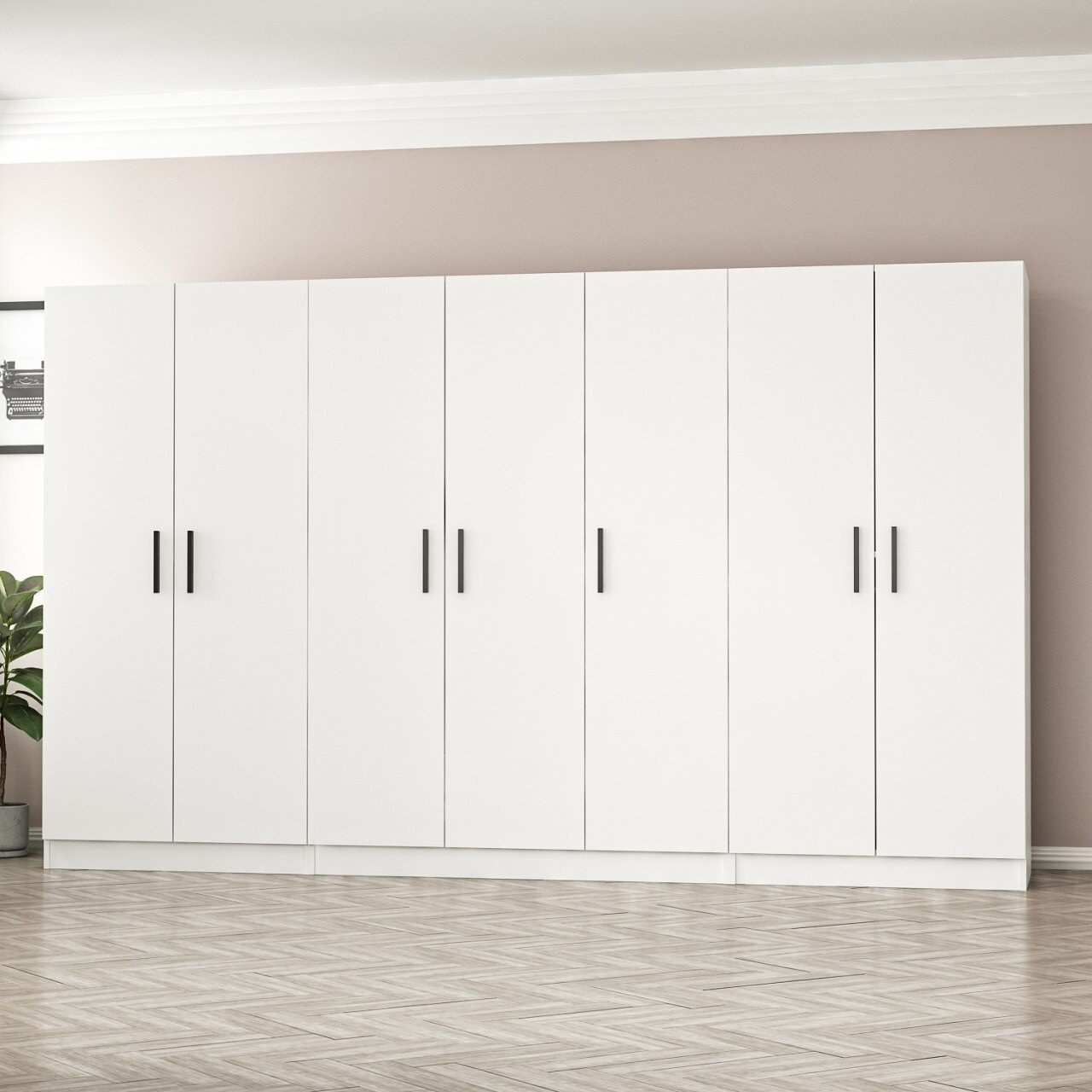 Dulap pentru haine, Minerva, Kale, 315x190x52 cm, PAL, Alb - 1 | YEO
