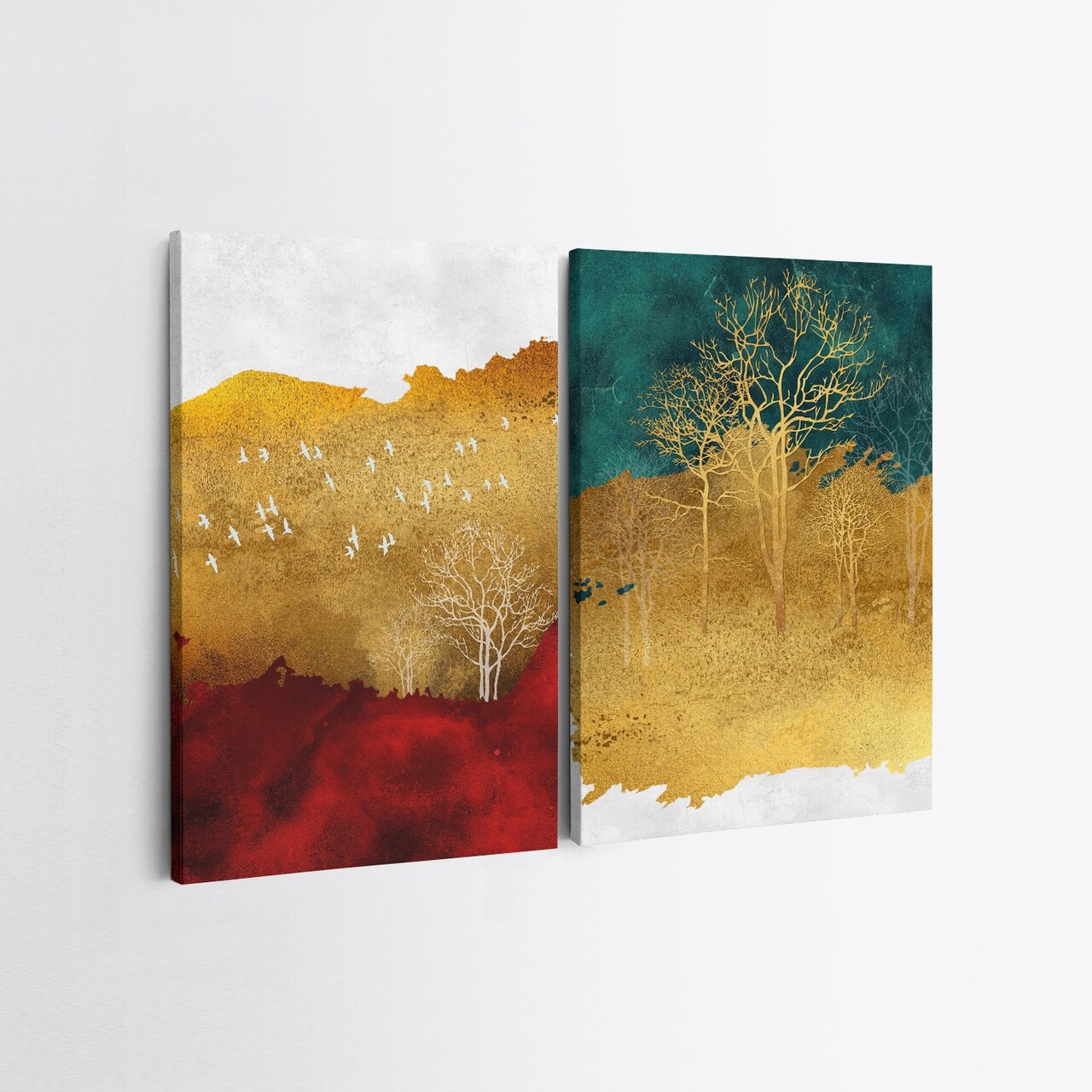 Set 2 tablouri decorative, 2KNV4281, Lemn, Multicolor - view 2
