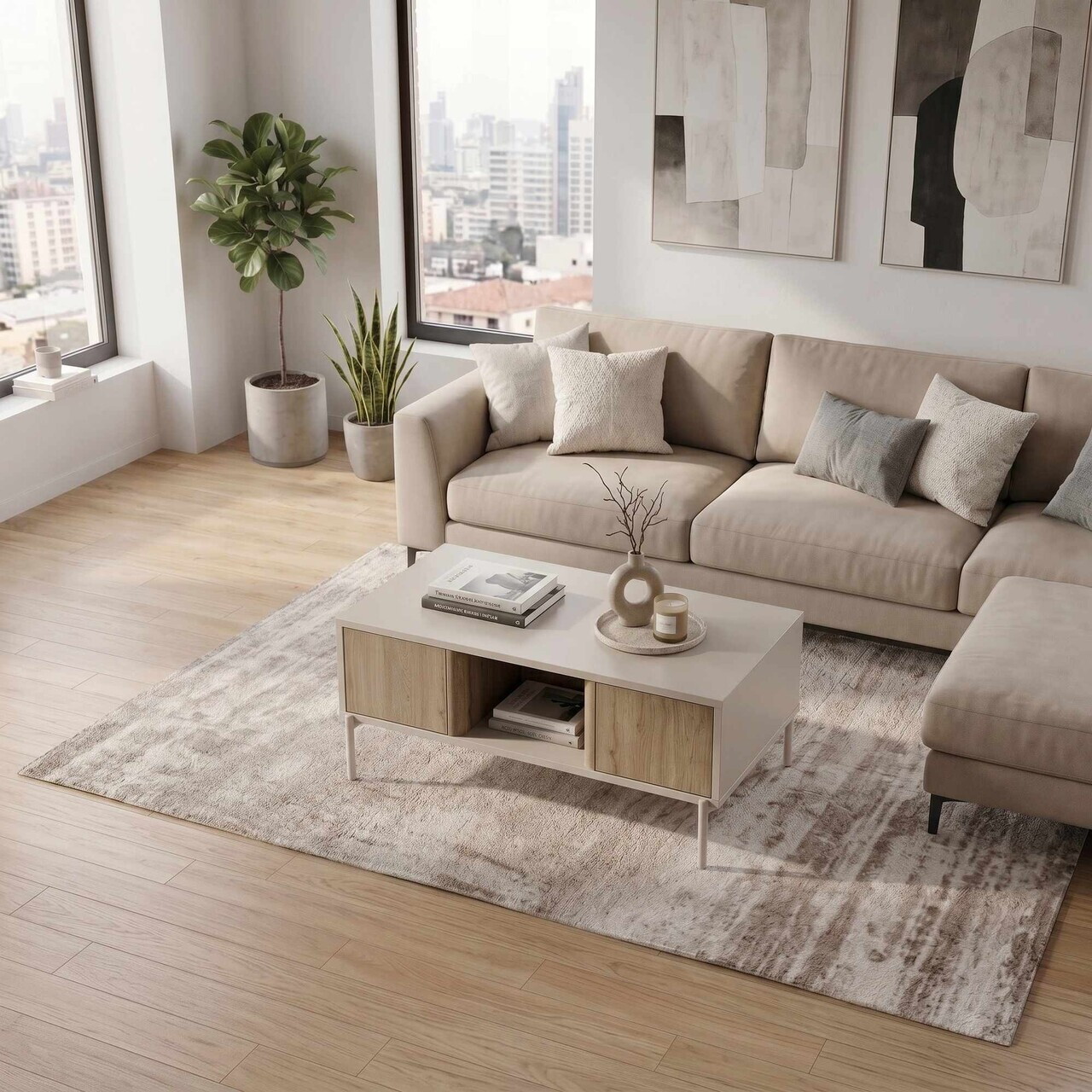 Masuta de cafea, Hanah Home, Ventro, 100x42x60 cm, Gresie — imaginea 4